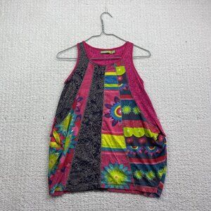 Desigual Tank Top Blouse Girl Size 7 / 8 Colorful Artsy Funky Mandala Boho AOP